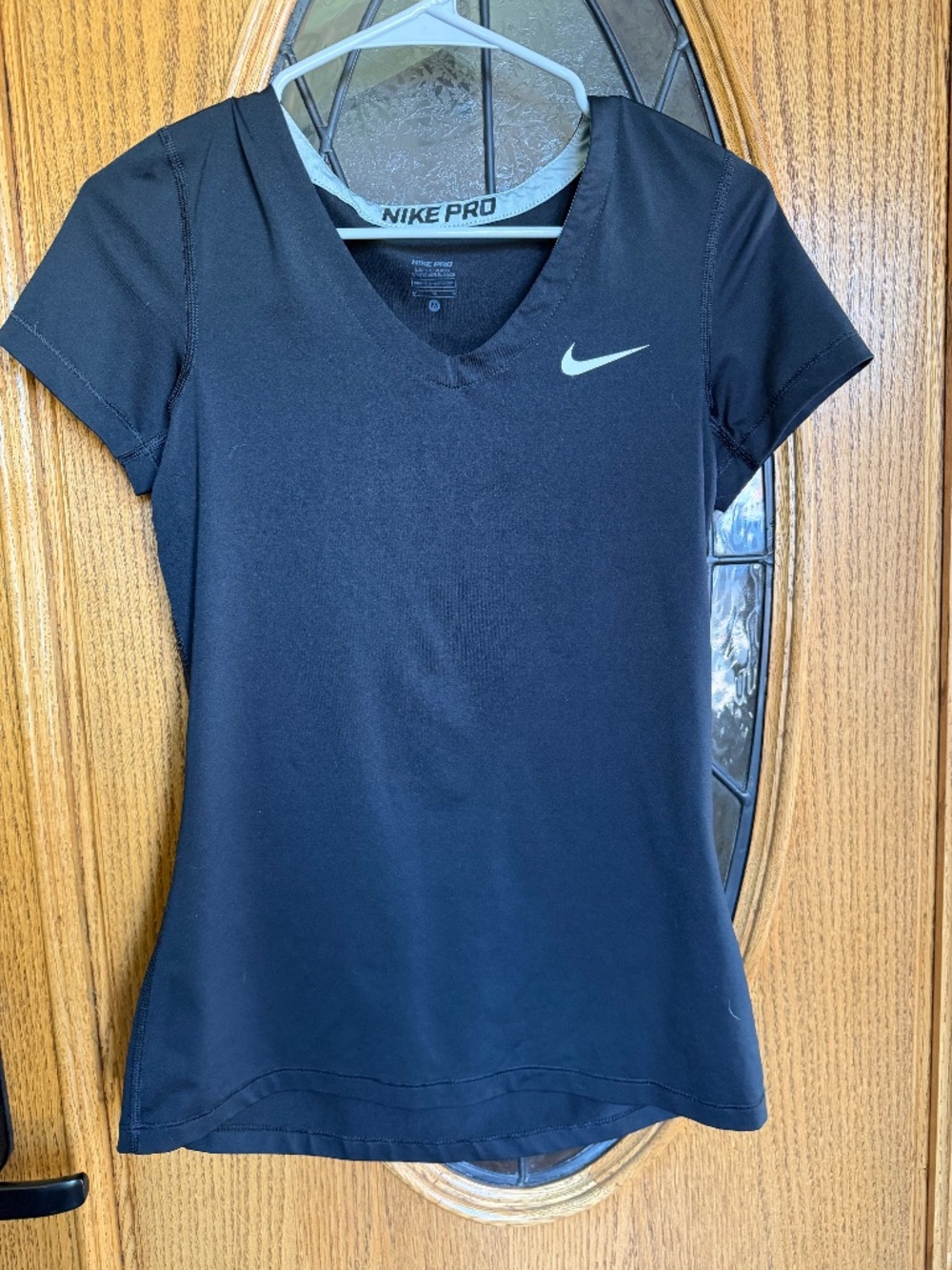 Nike Pro black V-neck top Size M